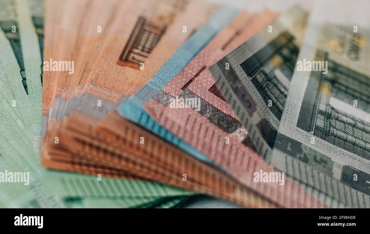 Banconote, banconote in euro, primo piano Foto Stock