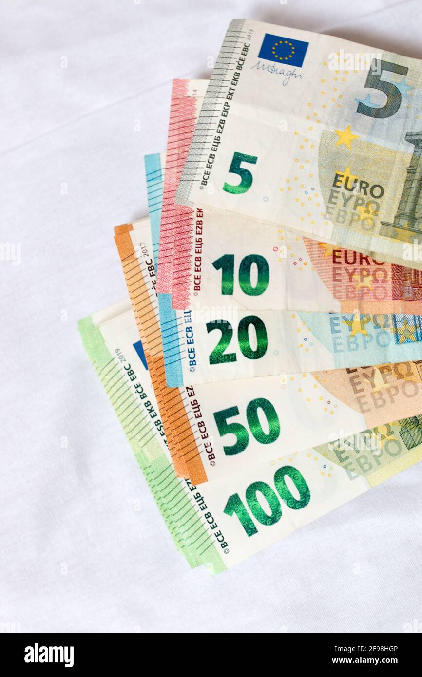 Banconote, banconote in euro, primo piano Foto Stock