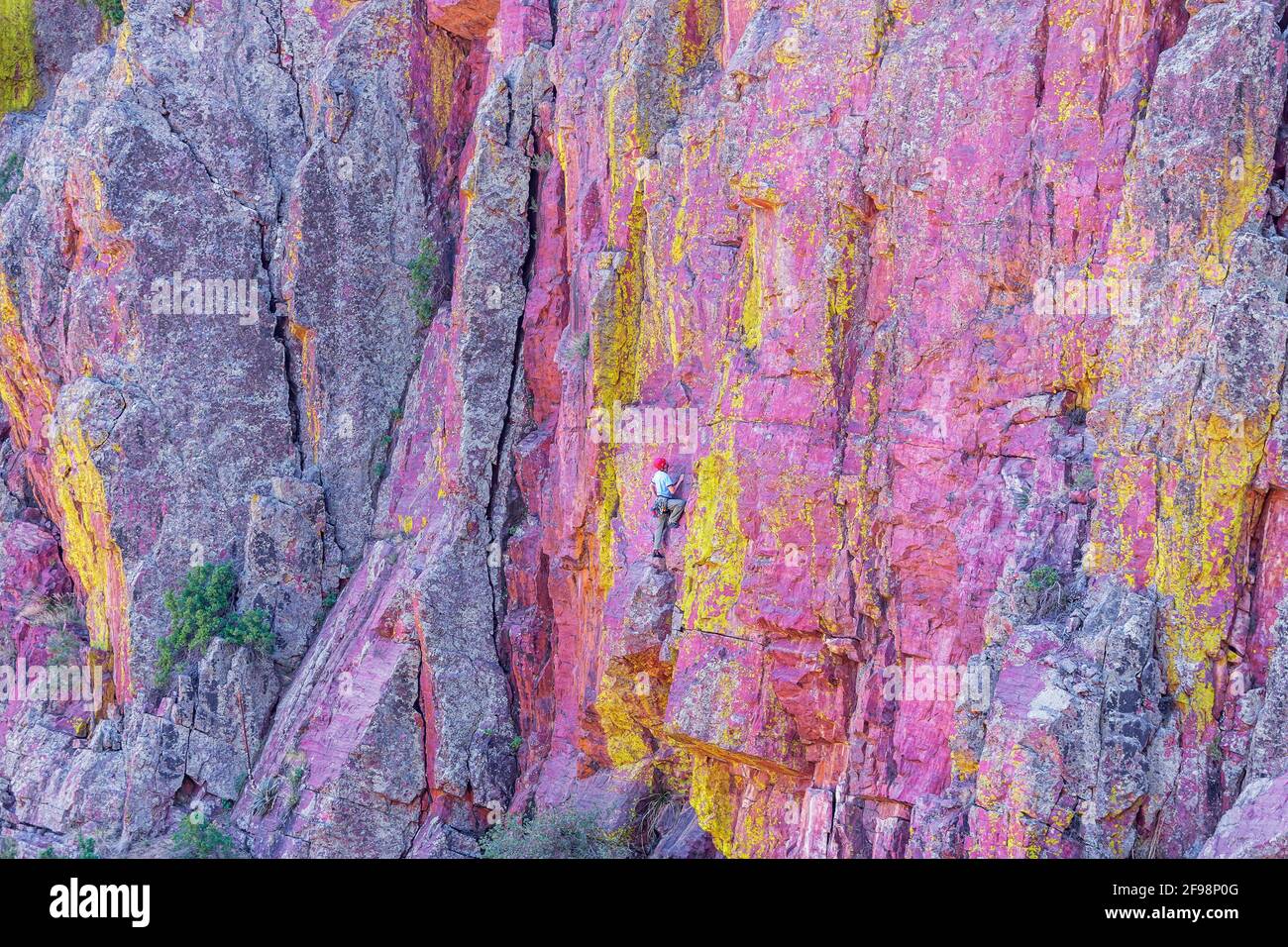 Arrampicata maschile, Coconino National Forest, Arizona, Stati Uniti, Nord America Foto Stock