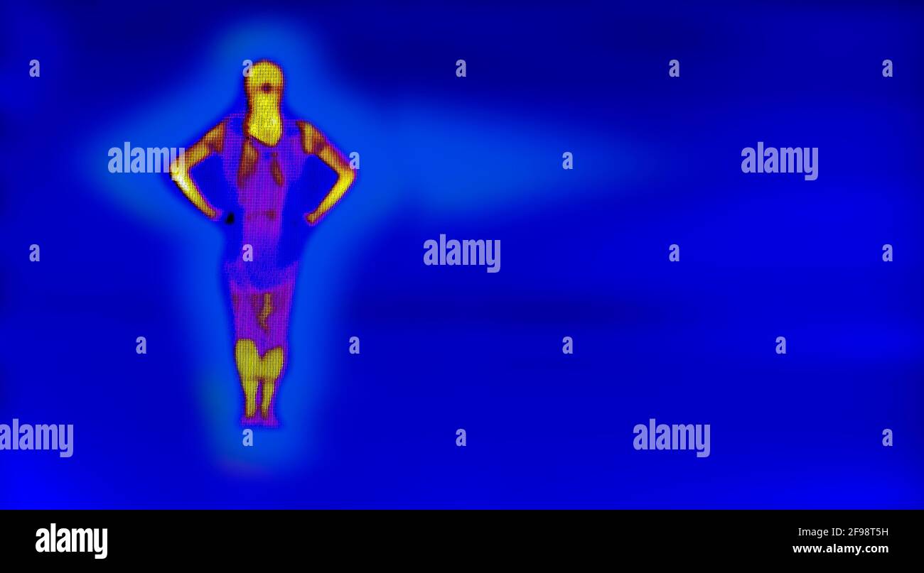 Immagine termografica del corpo umano a diverse temperature Foto Stock