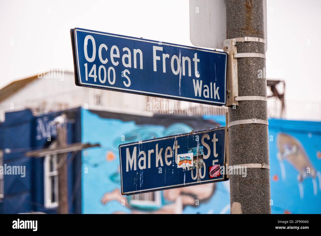 Cartello Ocean Front Street a Venice Beach Los Angeles - fotografia di viaggio Foto Stock