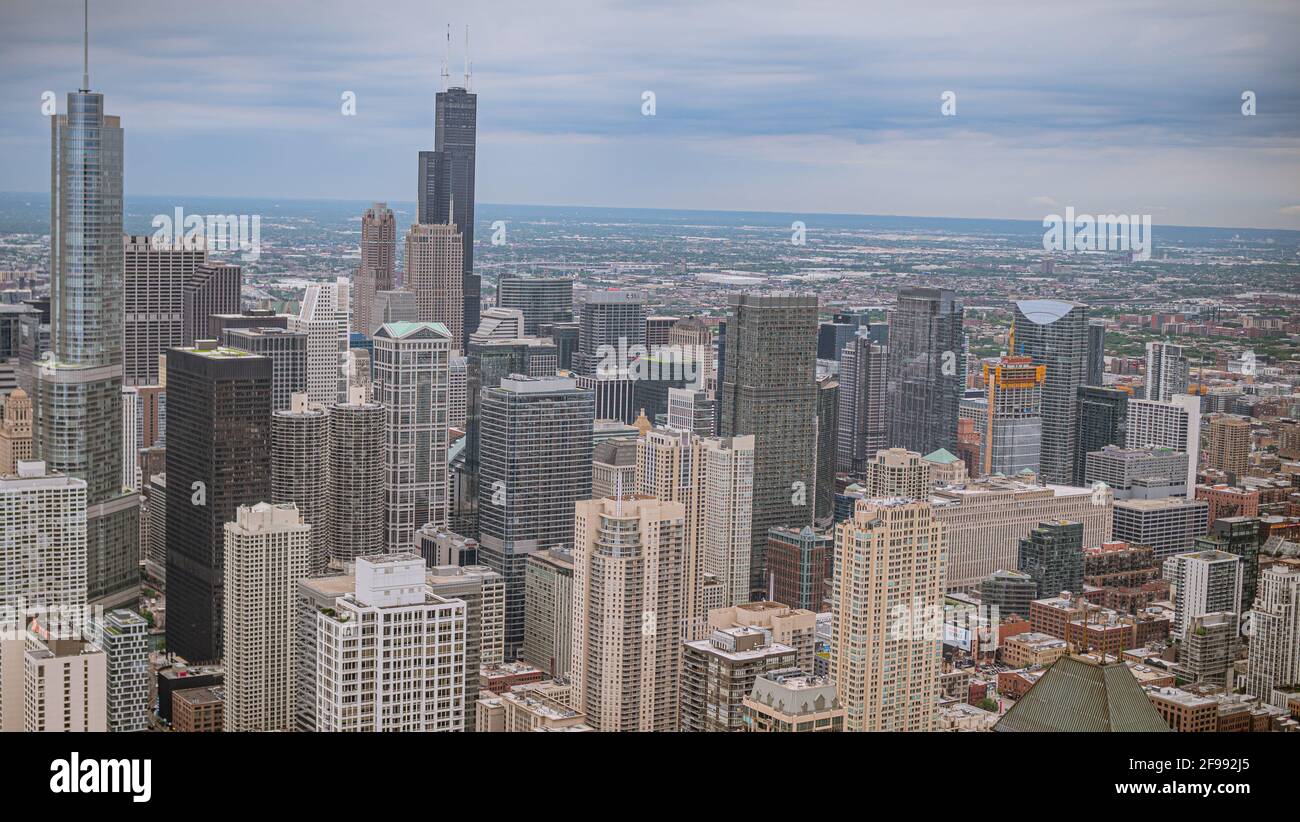 I grattacieli di Chicago - vista aerea - fotografia di viaggio Foto Stock