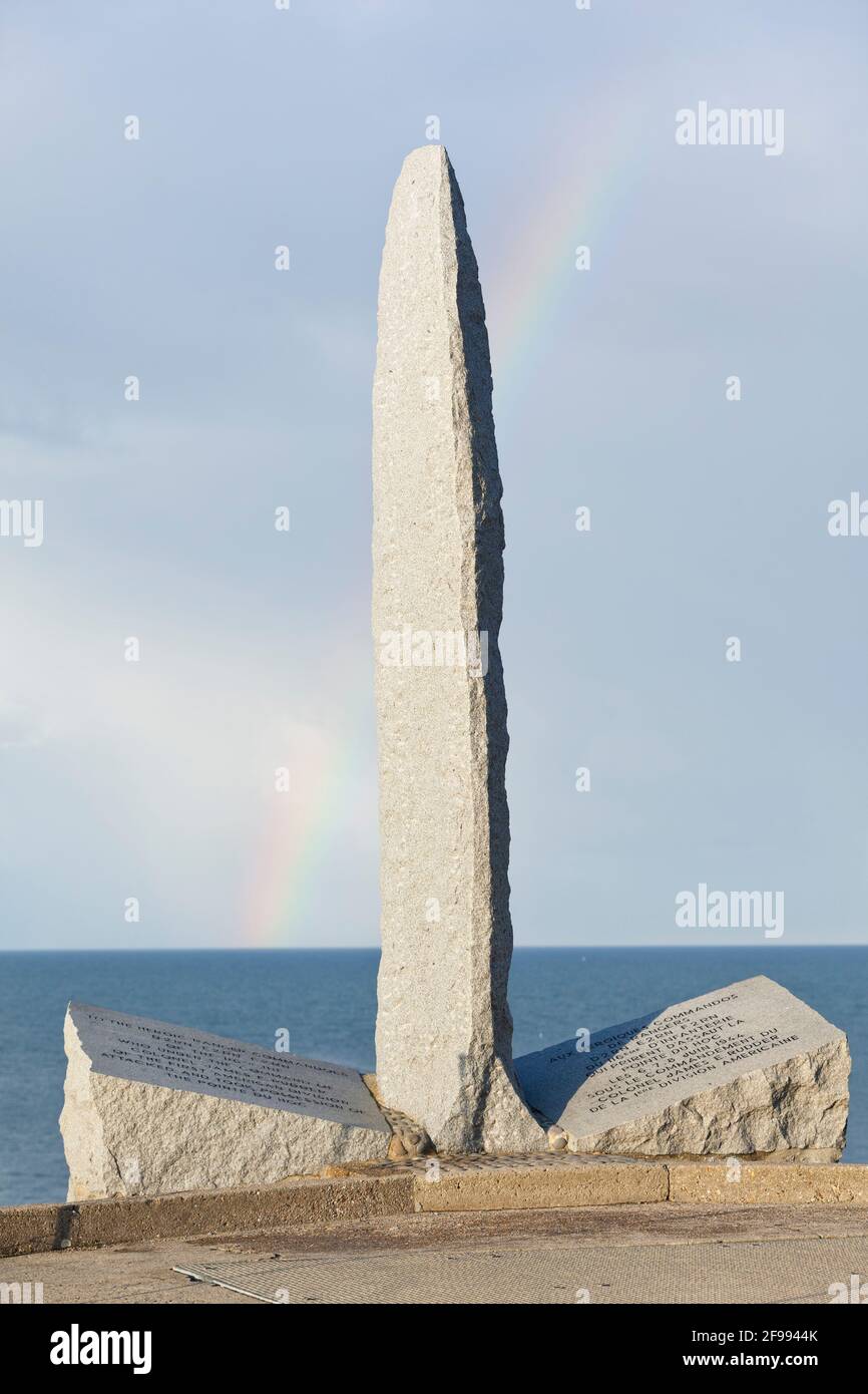 Monumento a Pointe du Hoc, Normandia Francia Foto Stock