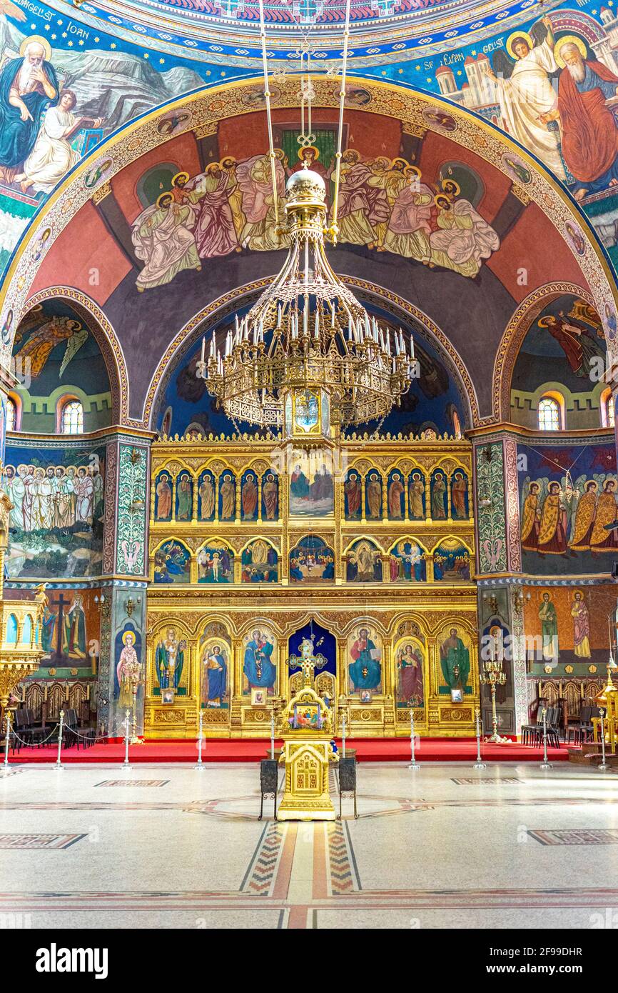 Chiesa dei Santi Apostoli Pietro e Paolo, Chiesa ortodossa rumena, Hermannstadt (Sibiu), Transilvania, Romania Foto Stock