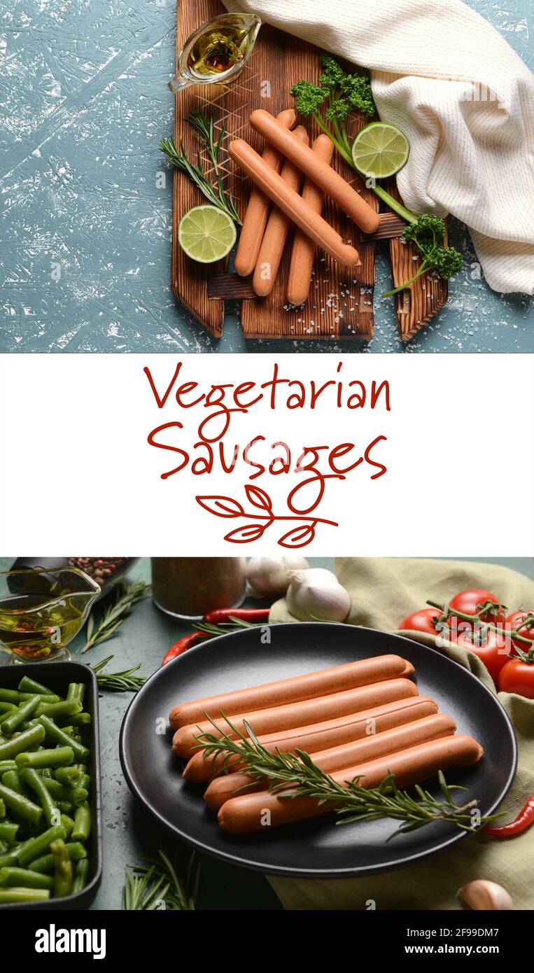Collage di salumi vegetariani sani Foto Stock