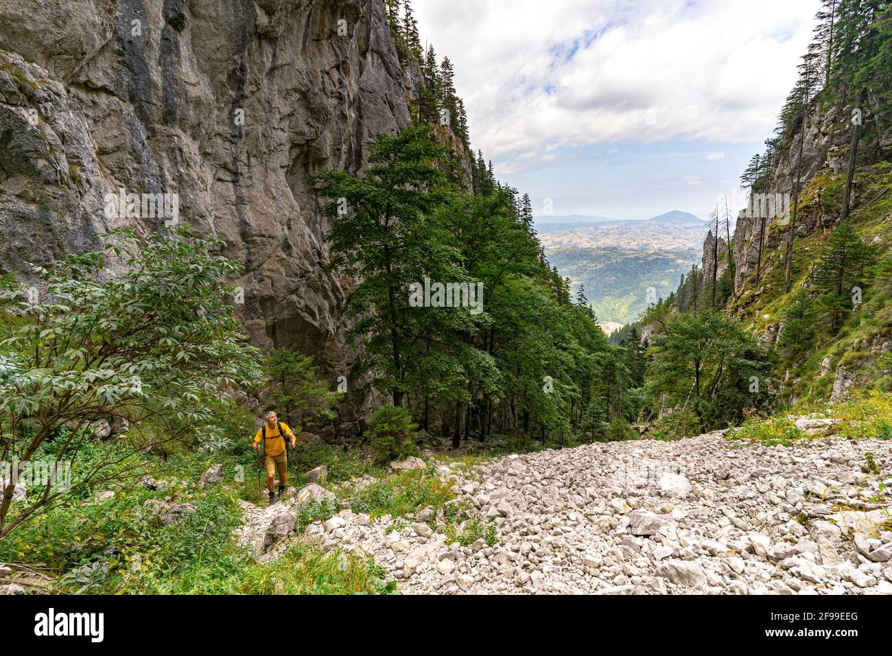 Escursione nei Carpazi meridionali, Romania Foto Stock