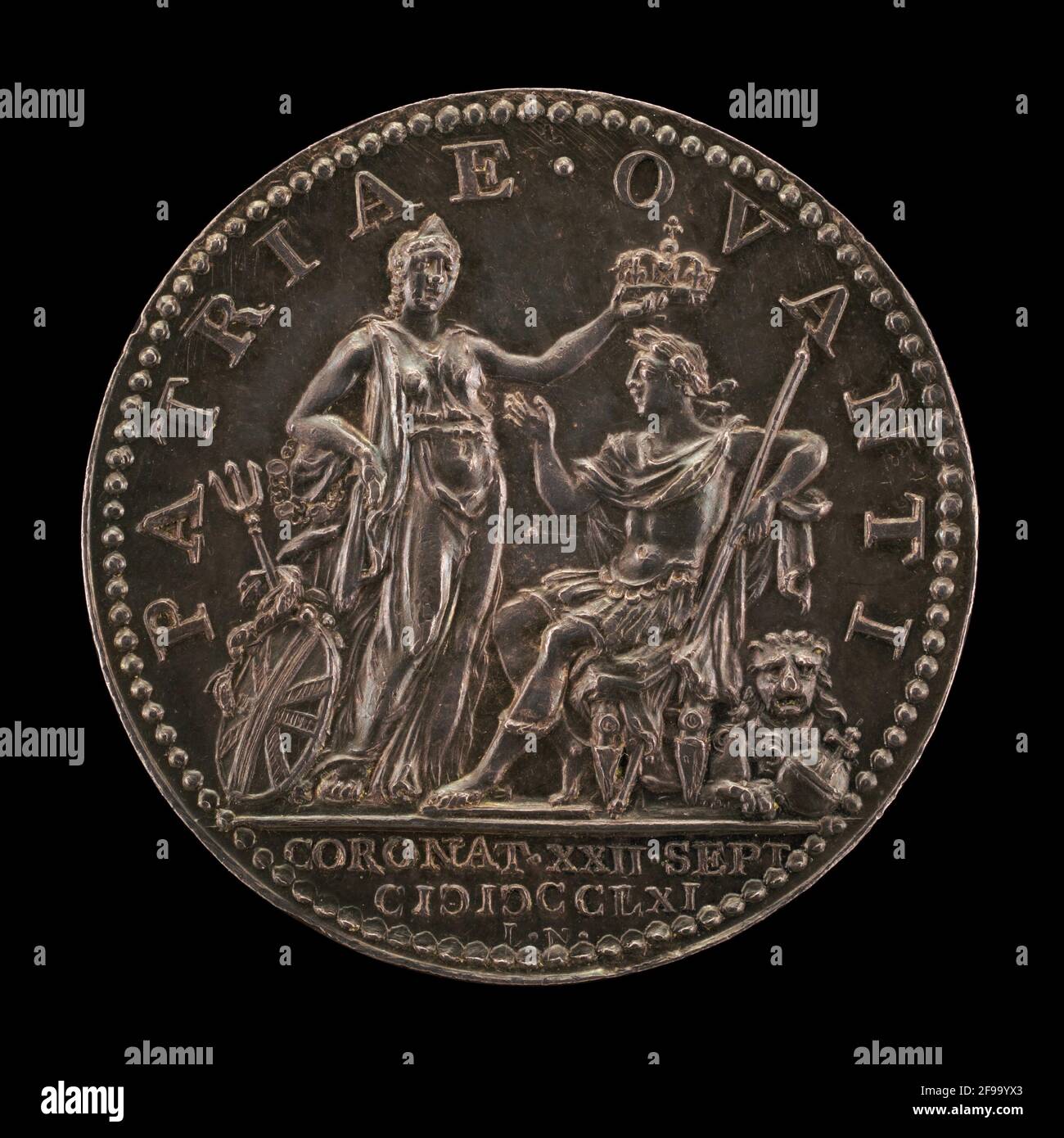 Britannia incoronare il Re [reverse], 1761. Foto Stock