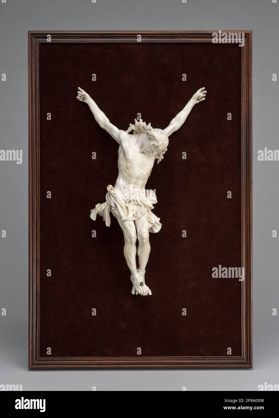 MAZZOLA LUCE Grande crocifisso da parete classico 48x30 cm croce di legno grigio cristo marmorino colore argento