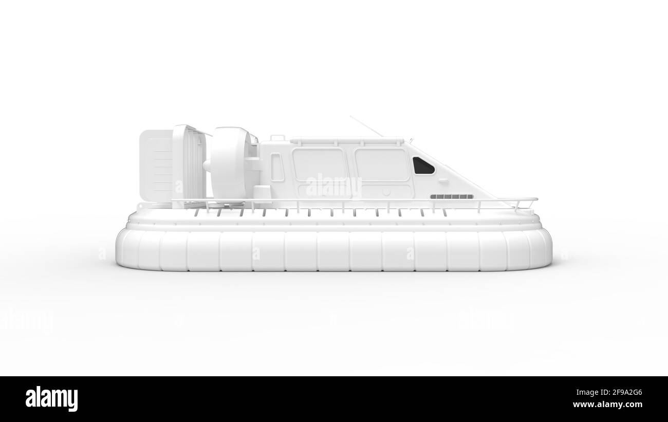 Rendering 3D di un veicolo hovercraft isolato su sfondo bianco Foto Stock