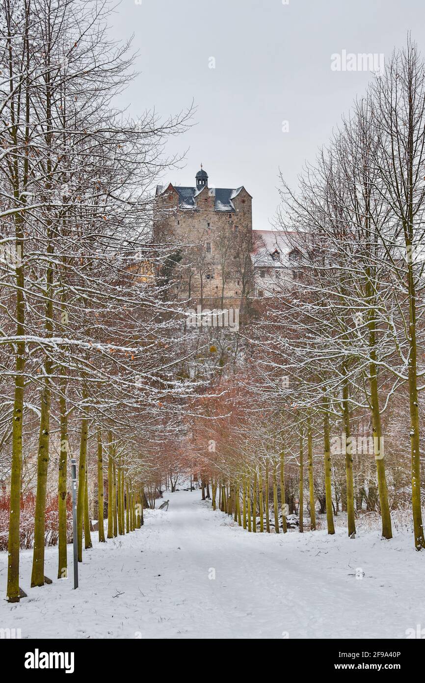 Schlosspark Ballenstedt im Inverno Foto Stock