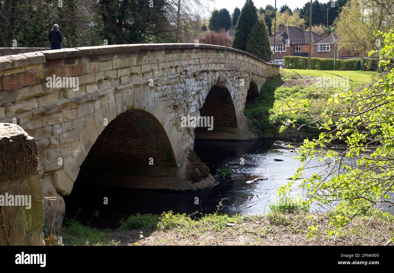 River Sowe Bridge, Baginton, Warwickshire, Inghilterra, Regno Unito Foto Stock