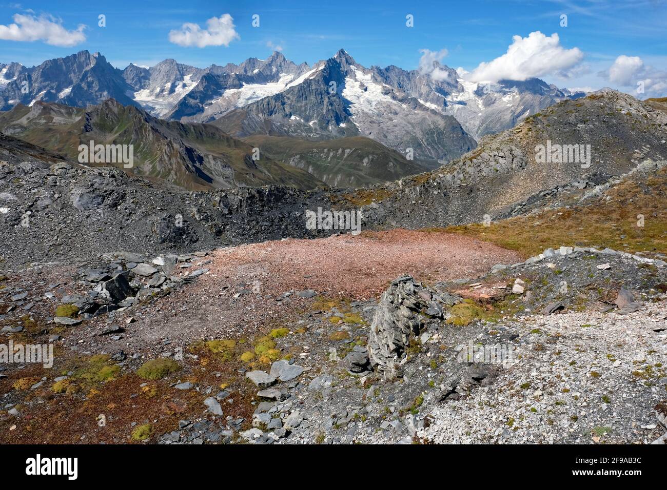 Monte Bianco, panorama dal col Fenetre Foto Stock