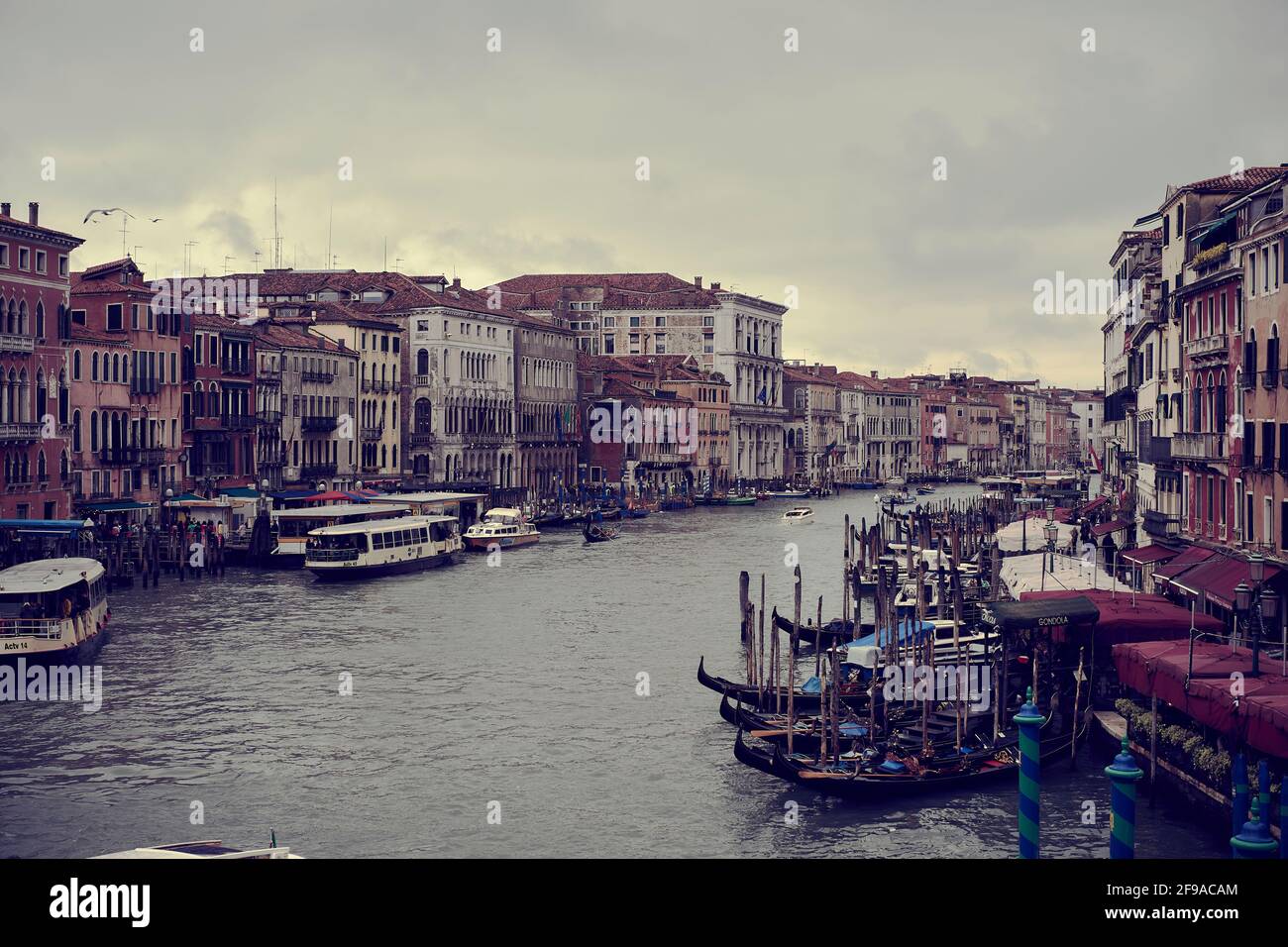 Le gondole del Canal Grande di Venezia Foto Stock