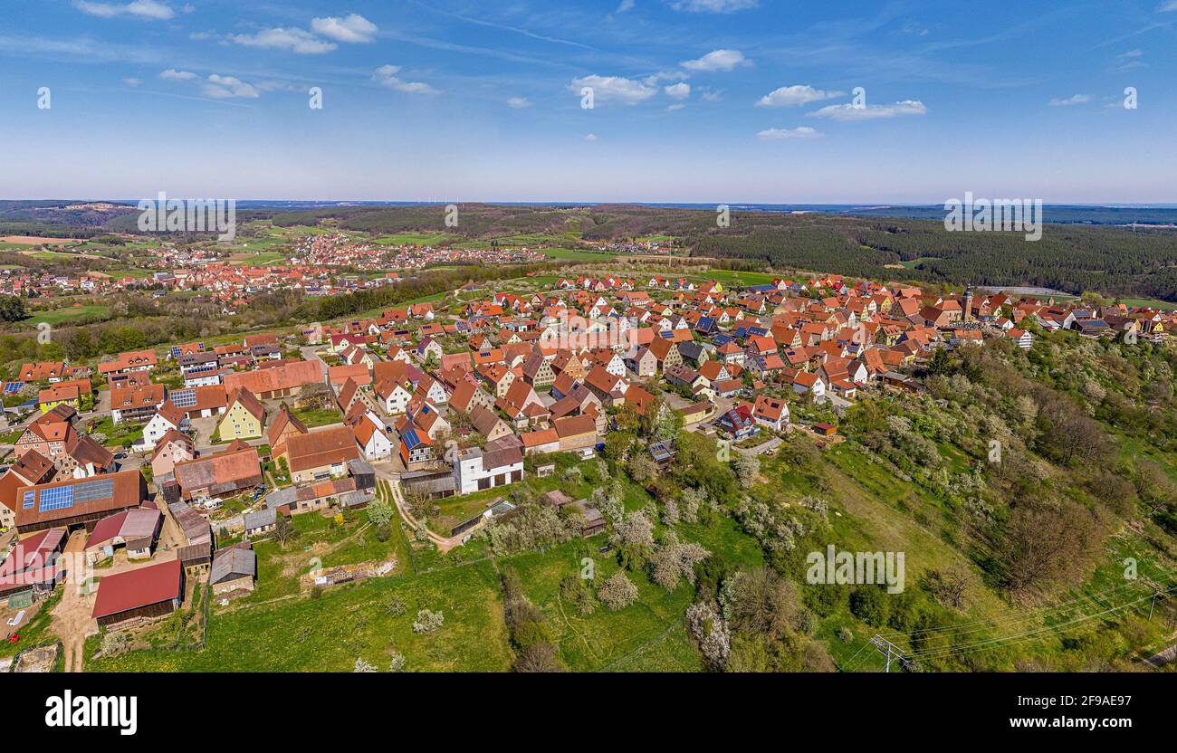 Vista aerea di Großweingarten vicino a Spalt, Franconia centrale Foto Stock