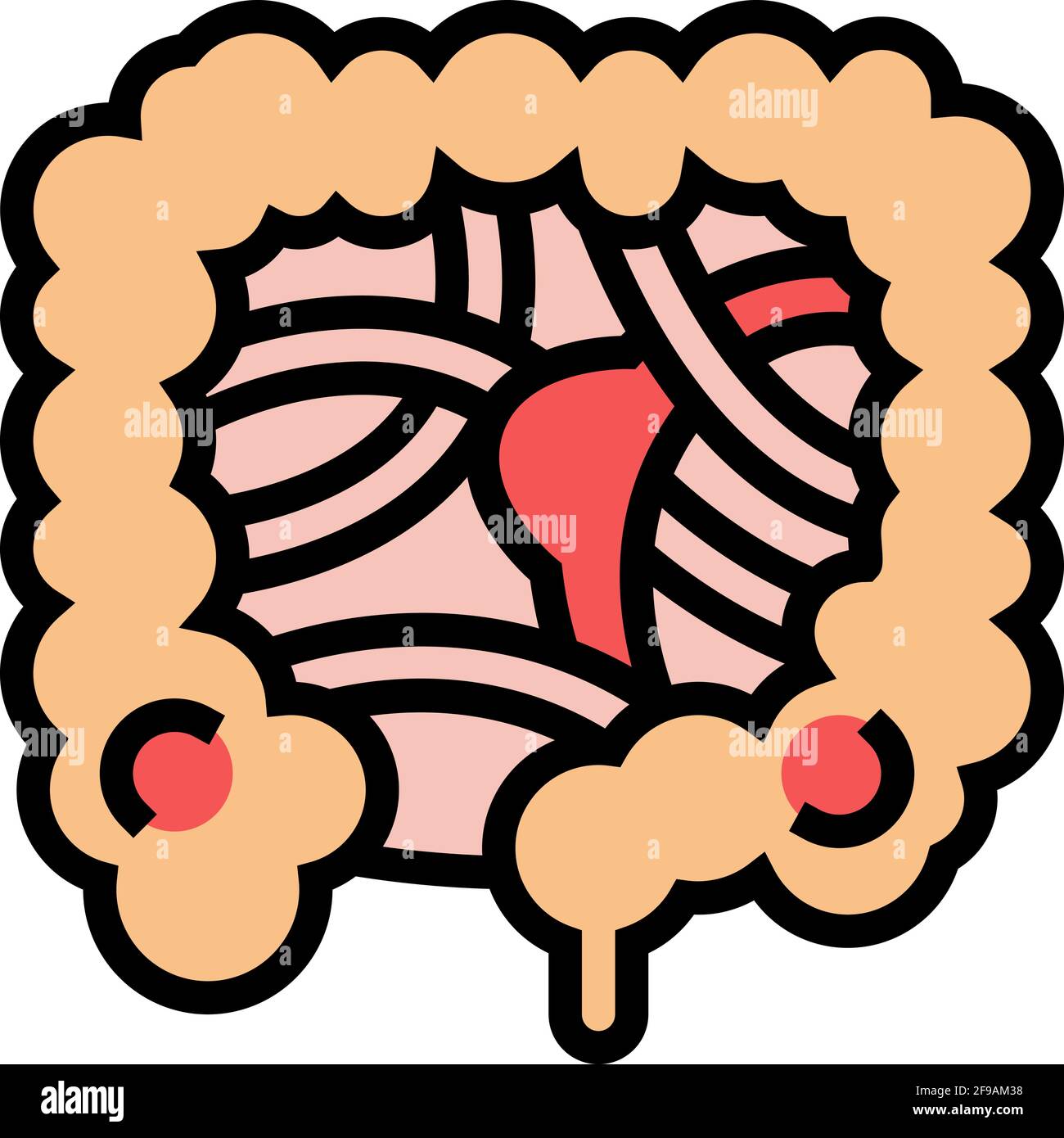 ostruzione intestinale malattia colore icona vettore illustrazione Illustrazione Vettoriale