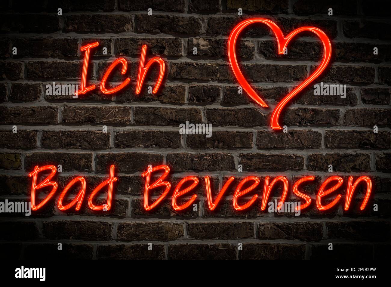 Leuchtreklame, Ich liebe Bad Bevensen, Niedersachsen, Deutschland, Europa | Pubblicità illuminata, mi piace Bad Bevensen, bassa Sassonia, Germania, Europass Foto Stock