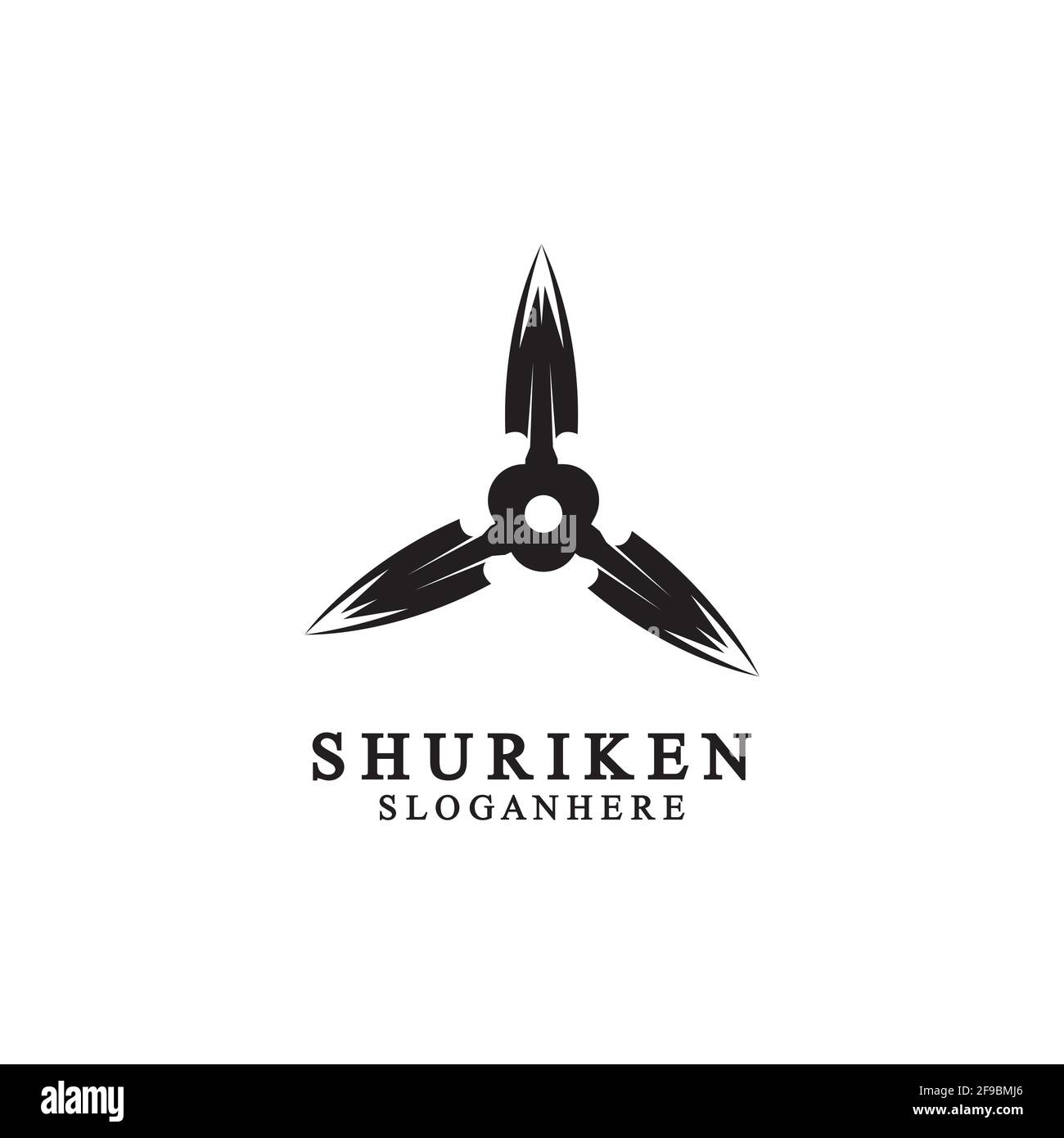 ninja shuriken nero solido icona design moderno, isolato su sfondo bianco. stile piatto per disegno grafico modello. Adatto per logo, web, UI, mobil Illustrazione Vettoriale