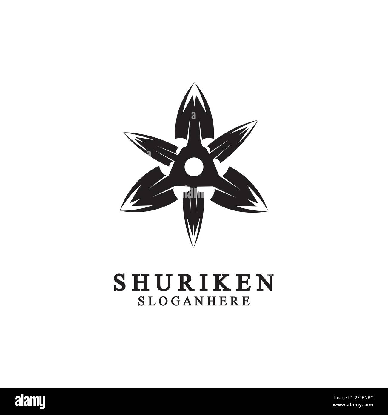 ninja shuriken nero solido icona design moderno, isolato su sfondo bianco. stile piatto per disegno grafico modello. Adatto per logo, web, UI, mobil Illustrazione Vettoriale