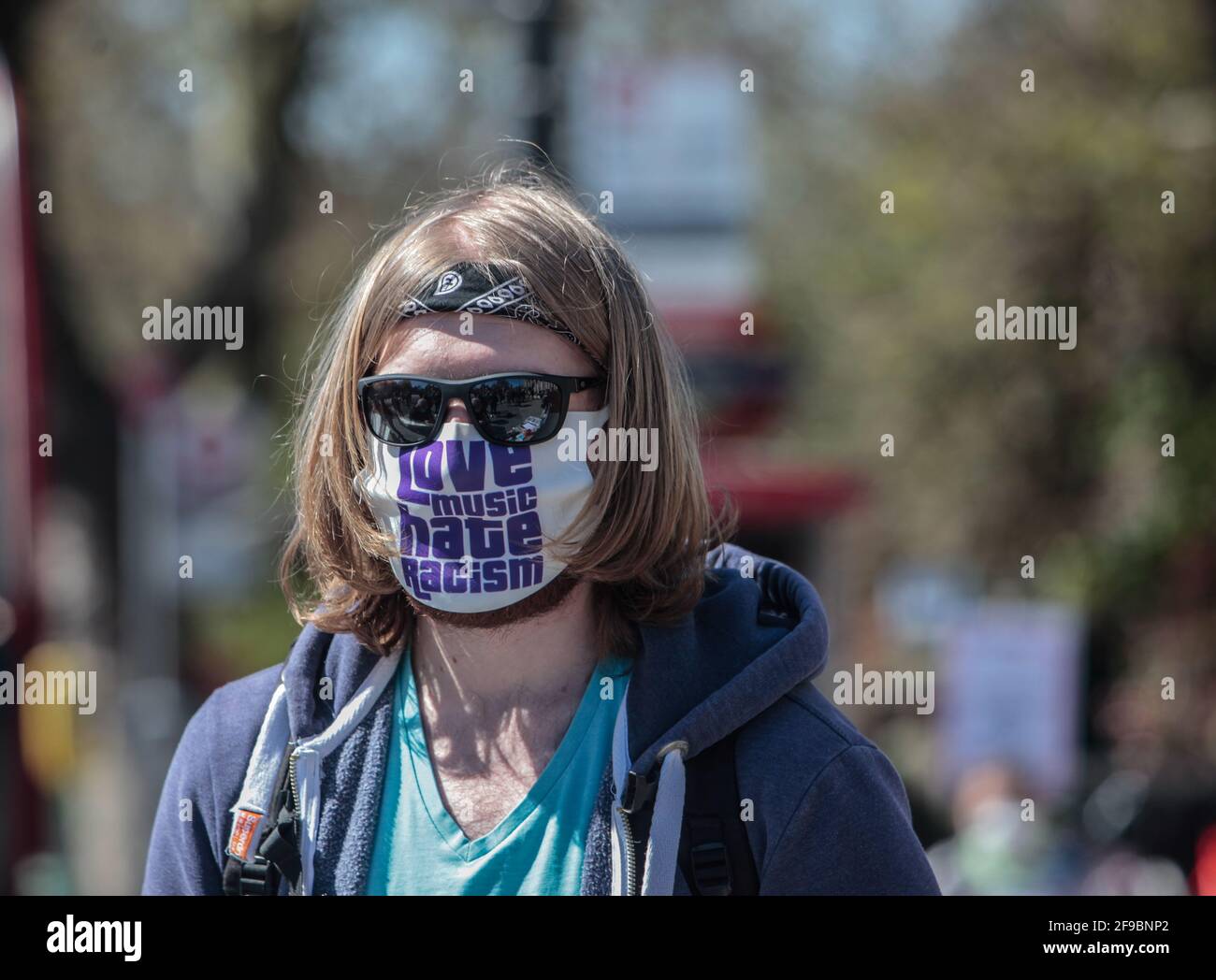 Londra UK 17 aprile 2021 si sono radunate grandi folle di manifestanti Ad Hyde Park Corner per protestare contro il disegno di legge della dimostrazione E Black Lives Matter protesty.Paul Quezada-Neiman/Alamy Live News Foto Stock