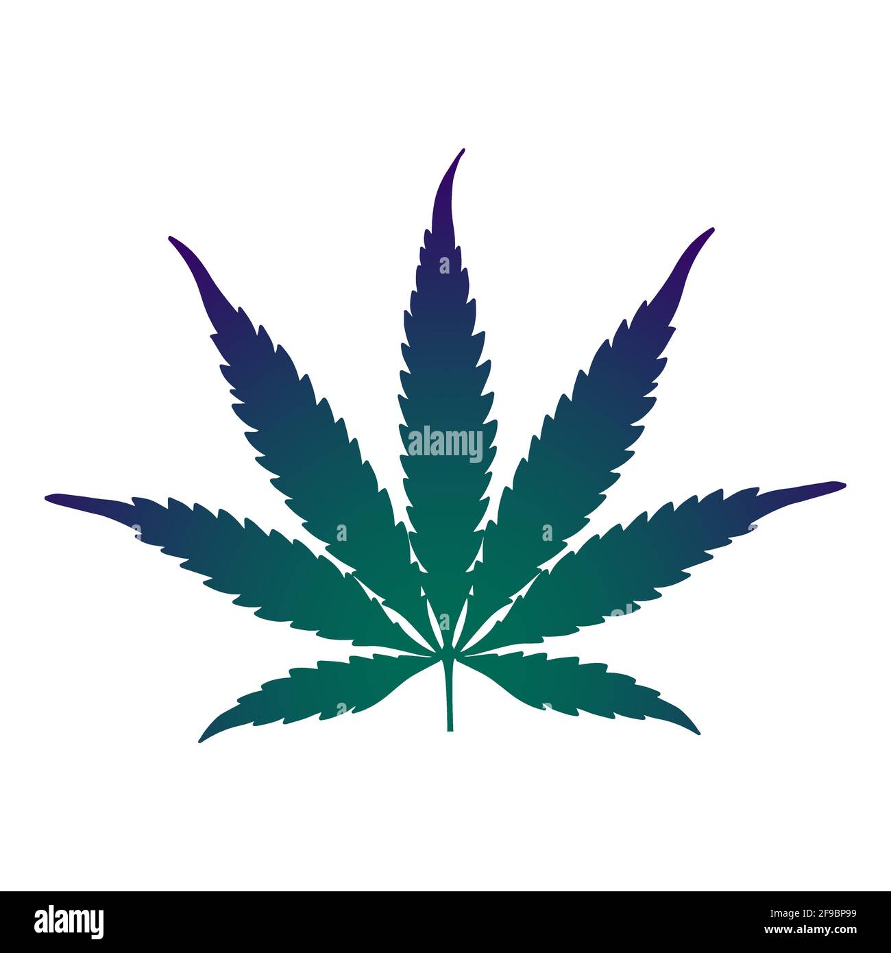 Silhouette a foglia di marijuana. Isolato su bianco. Illustrazione vettoriale. Illustrazione Vettoriale