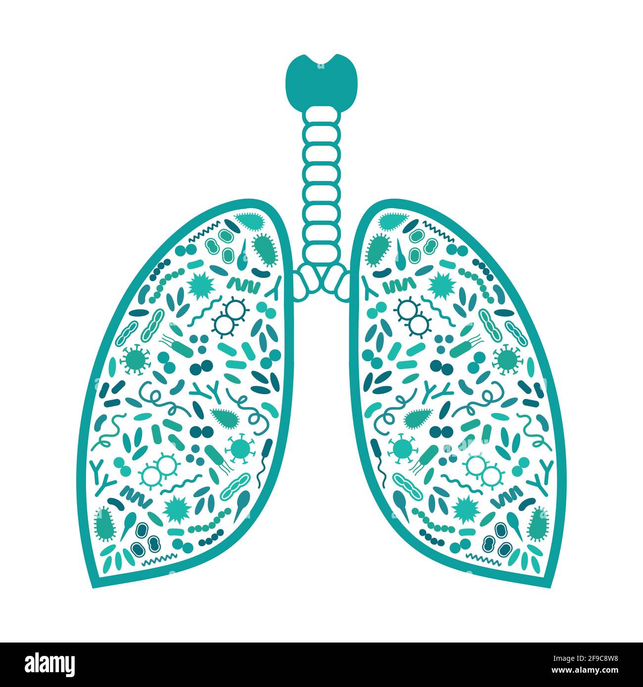 illustrazione vettoriale di batteri e virus nell'apparato respiratorio, infezione polmonare Illustrazione Vettoriale illustrazione vettoriale di batteri e virus nell'apparato respiratorio, infezione polmonare Illustrazione Vettoriale