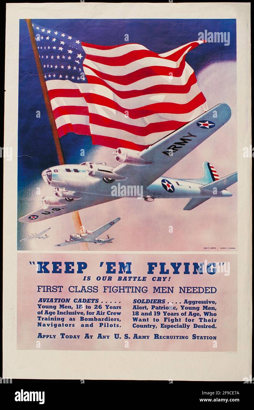 Un poster americano di reclutamento della seconda guerra mondiale per l'esercito americano e. Forza aerea Foto Stock