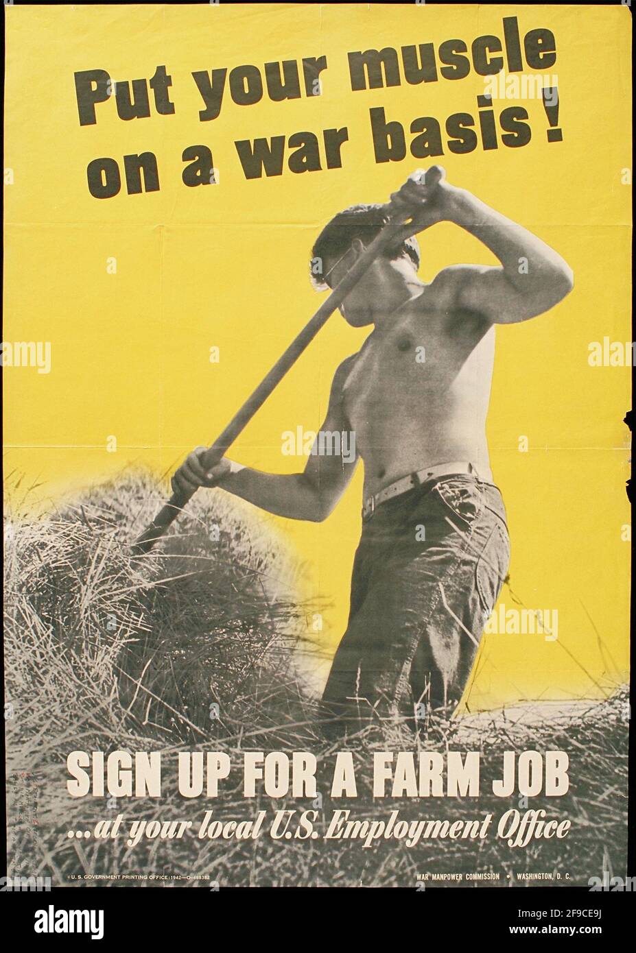 Un poster americano della seconda guerra mondiale che reclutava persone per lavorare nelle fattorie Foto Stock