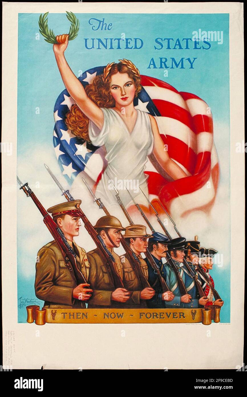 Un poster di reclutamento americano della seconda guerra mondiale per l'esercito americano Foto Stock