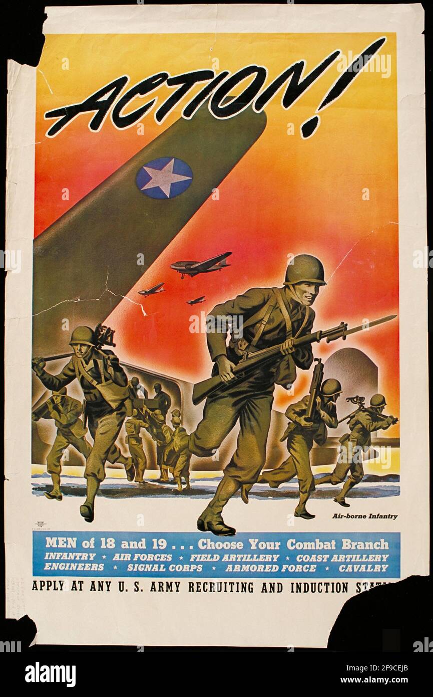 Un poster di reclutamento americano della seconda guerra mondiale per l'esercito americano Foto Stock
