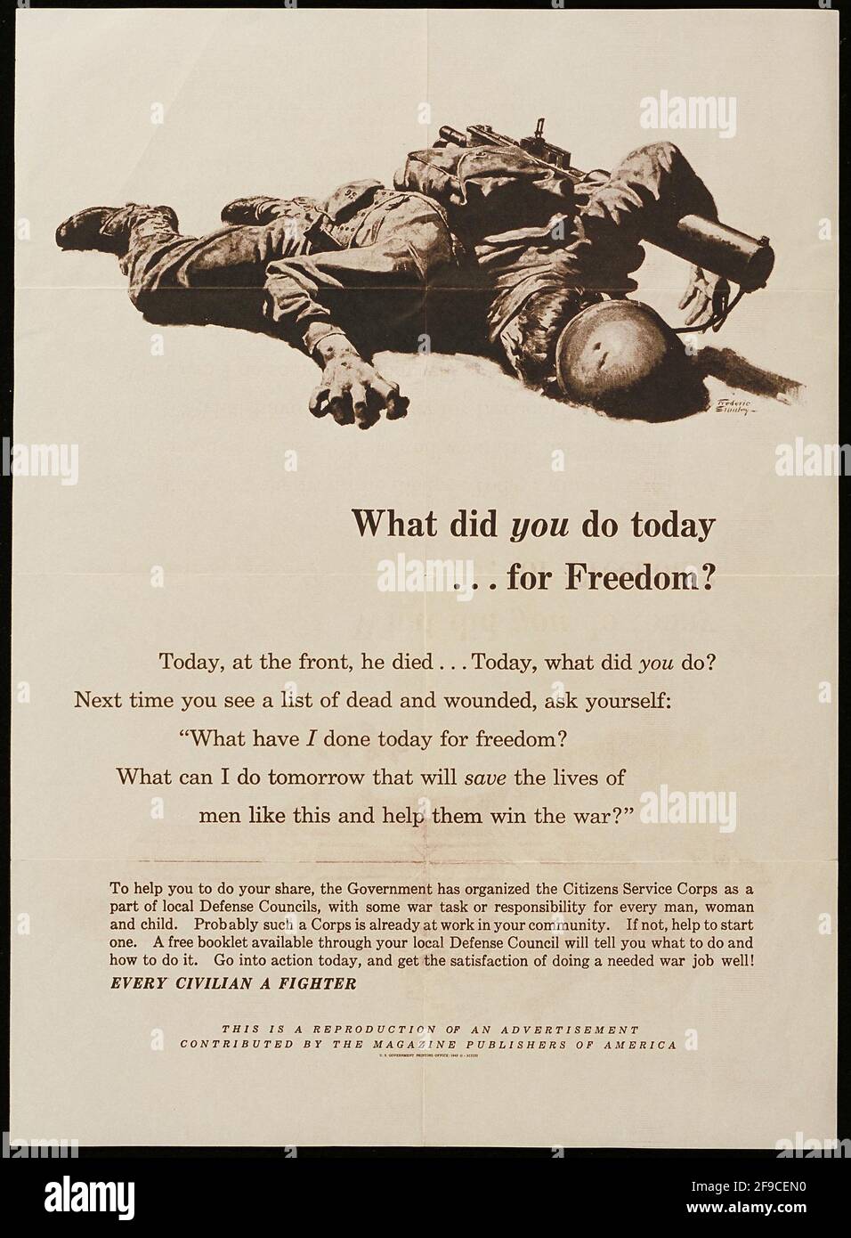Un poster americano della seconda guerra mondiale per la difesa civile Foto Stock