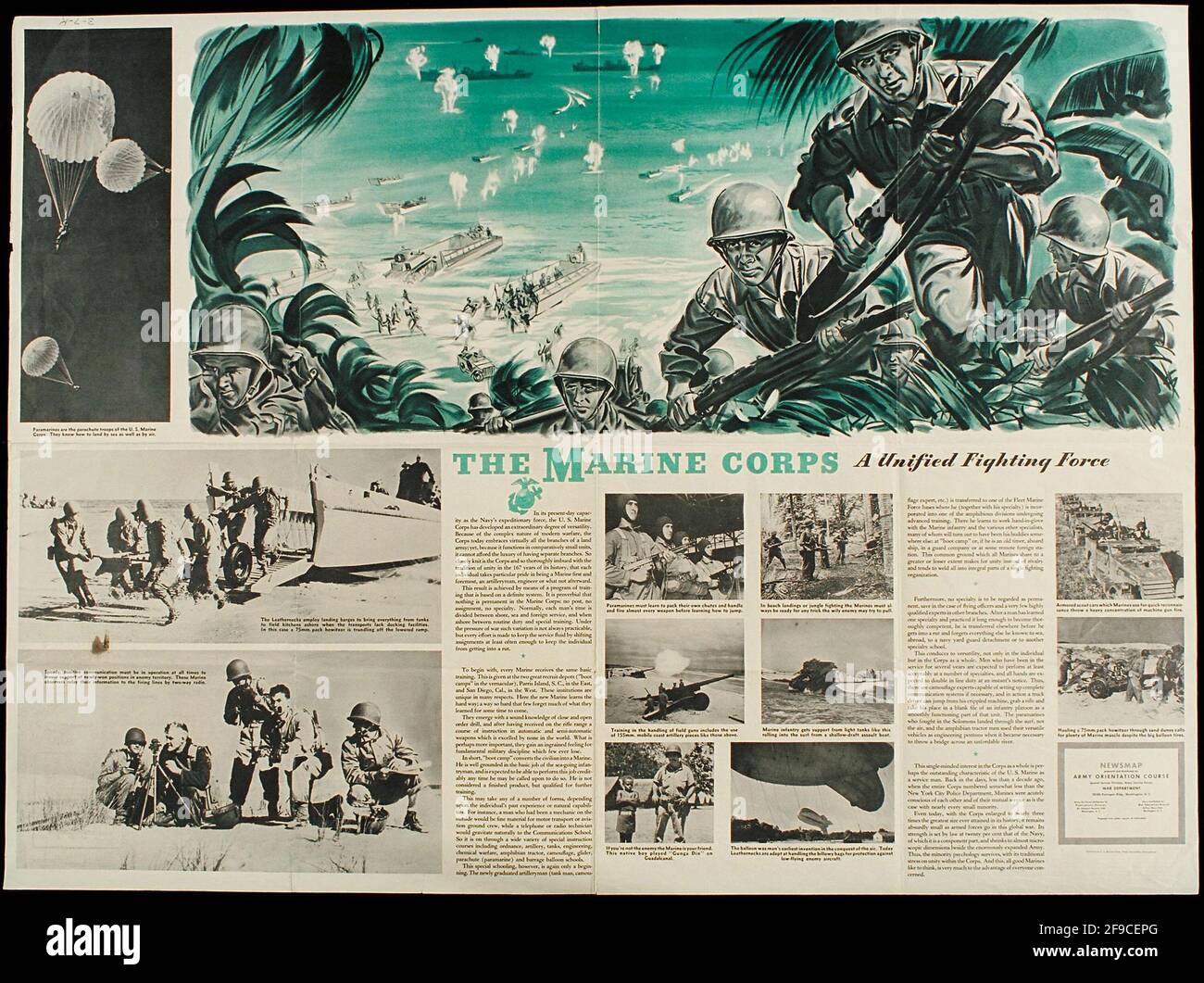 Un poster di reclutamento americano della seconda guerra mondiale per i Marines americani Foto Stock
