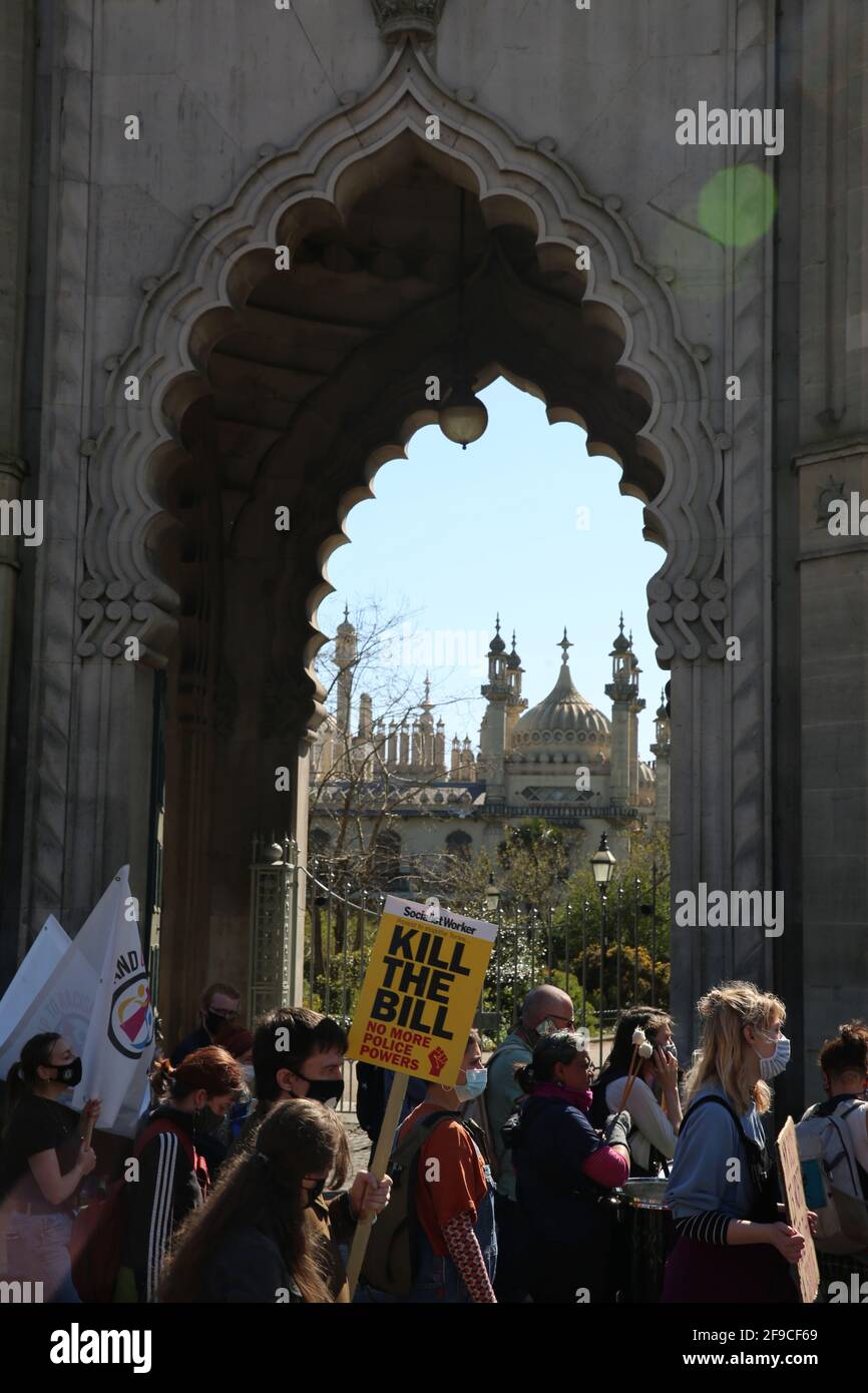 Uccidere le proteste di Bill, Brighton, Regno Unito, 17 aprile 2021 Foto Stock