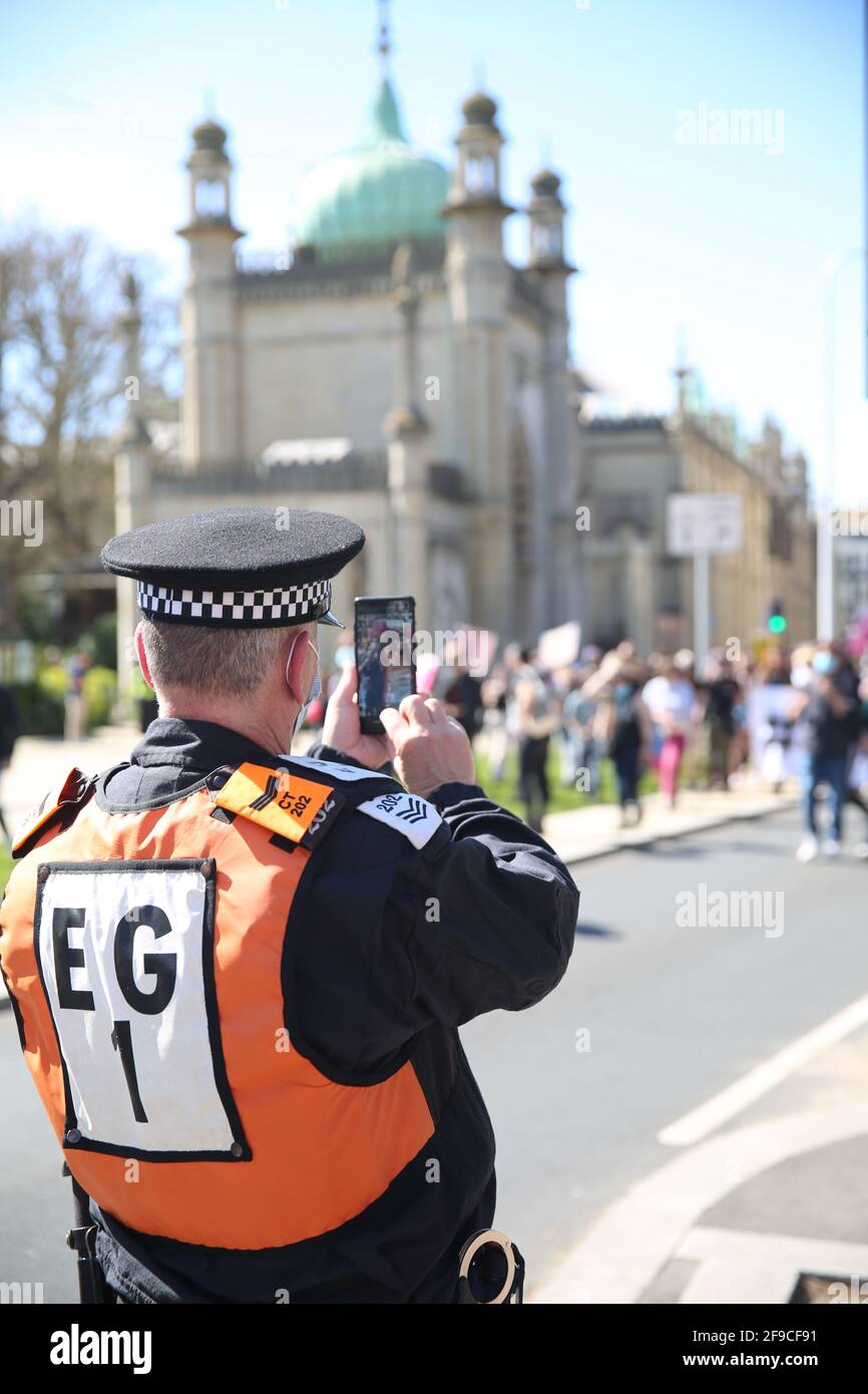 Uccidere le proteste di Bill, Brighton, Regno Unito, 17 aprile 2021 Foto Stock