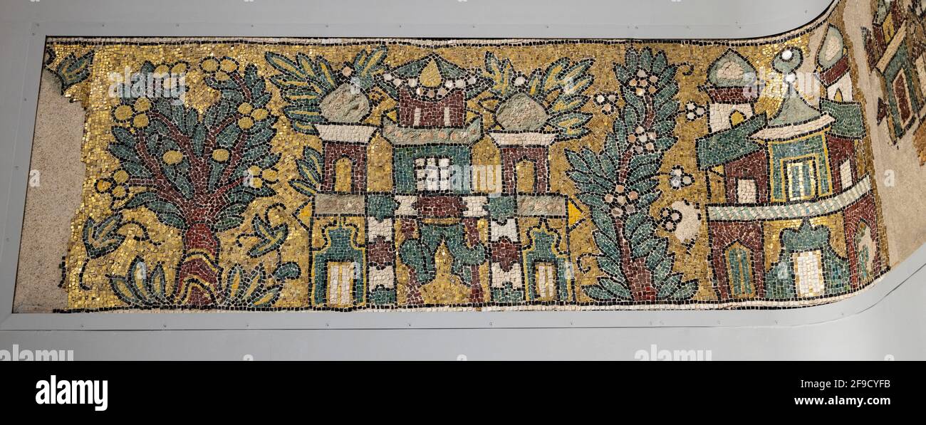 Mosaico Mamluk 13 ° secolo dalla residenza nella cittadella del Cairo, ora nel Museo Nazionale della civiltà egizia, il Cairo, Egitto Foto Stock