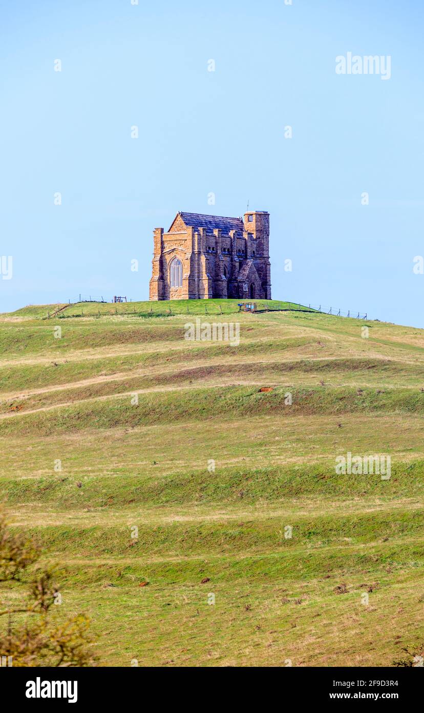 Cappella di Santa Caterina, una piccola cappella su una collina sopra il villaggio di Abbotsbury in Dorset, Inghilterra sud-occidentale, dedicata a Santa Caterina d'Alessandria Foto Stock