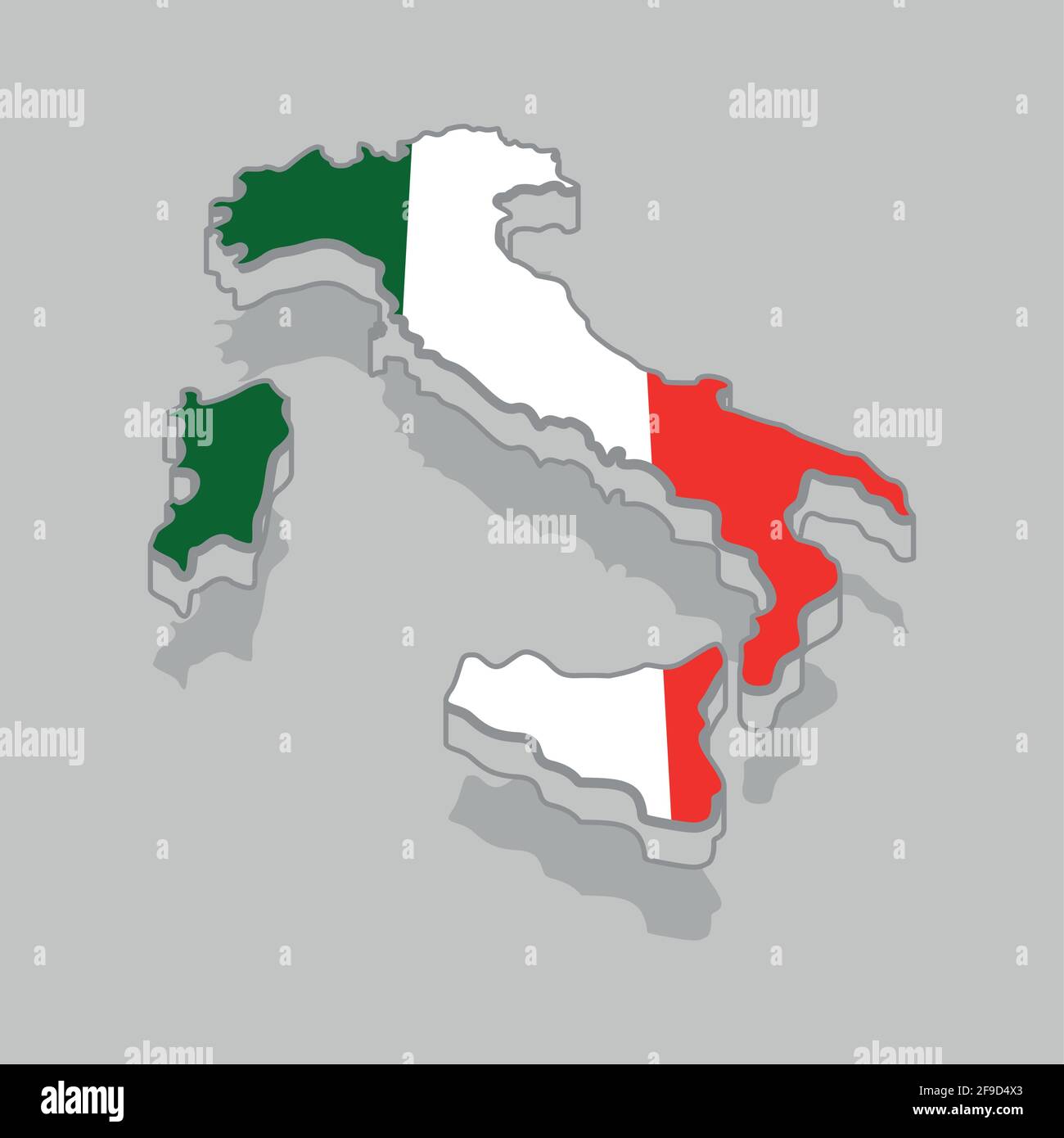 Mappa isolata in 3d con la bandiera d'Italia - Vector illustrazione Illustrazione Vettoriale