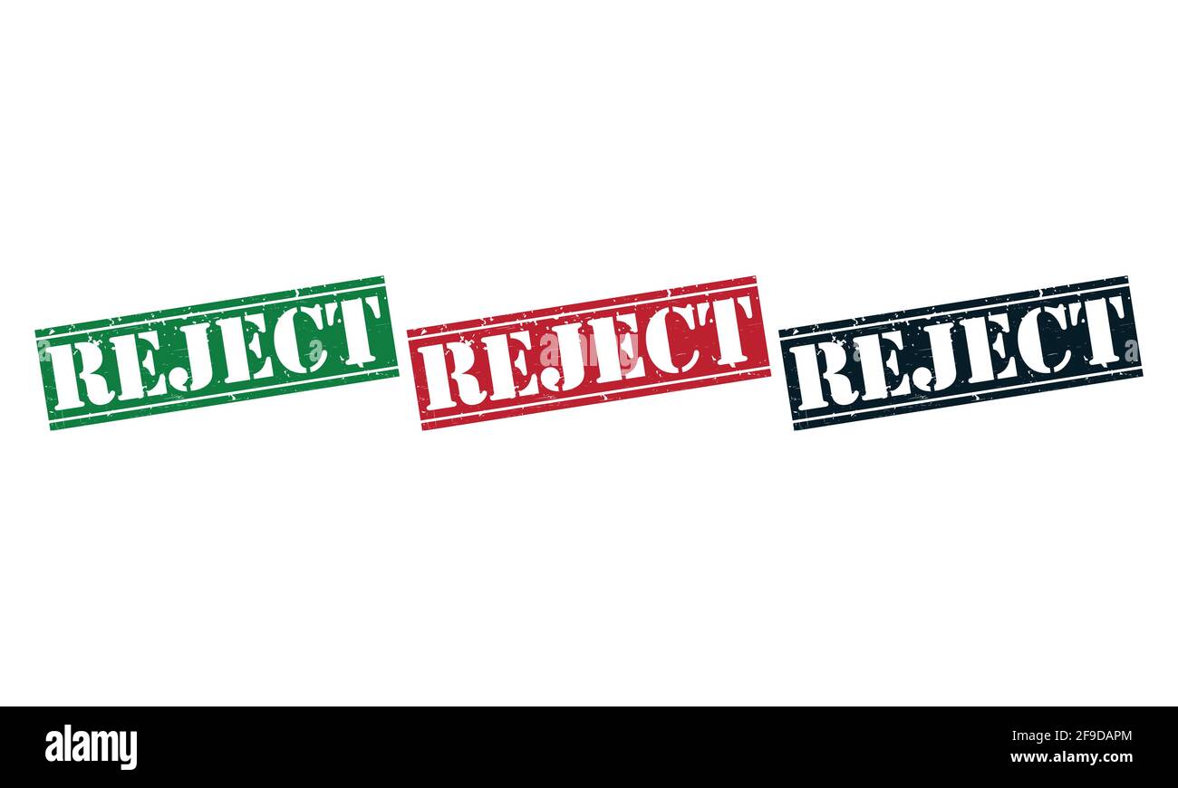 Scartato timbro di gomma intorno Grunje su sfondo bianco. Illustrazione vettoriale progettazione segni rifiutata. Illustrazione Vettoriale