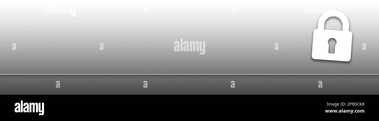 Immagine dell'icona di blocco su sfondo grigio con spazio di copia Foto Stock