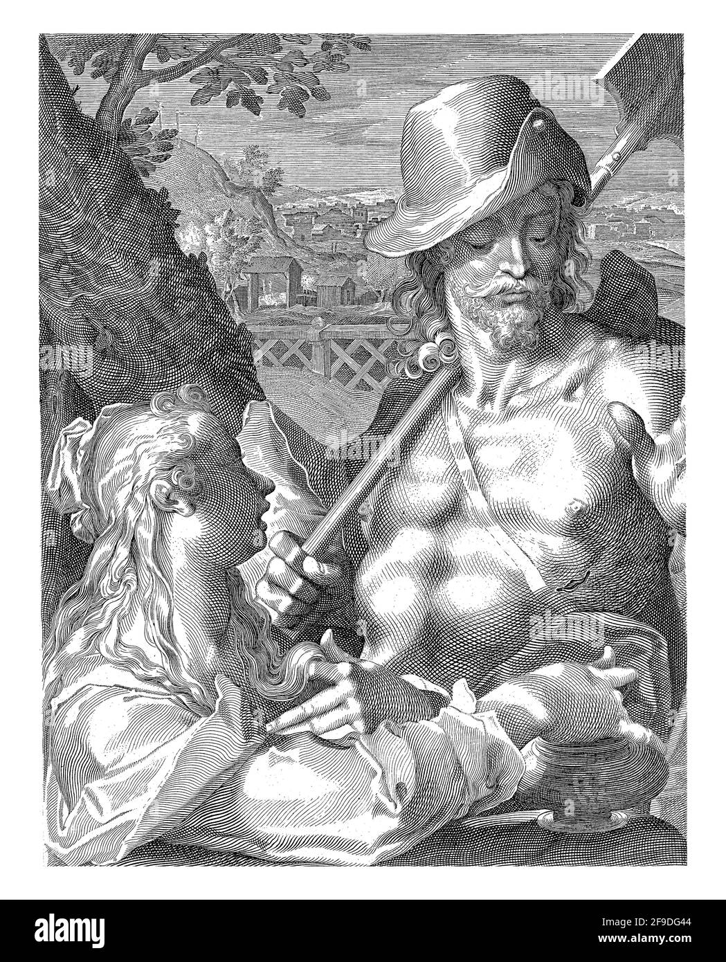Dopo la ribellione, Cristo appare come un giardiniere a Maria Maddalena, che si inginocchia davanti a lui. Foto Stock