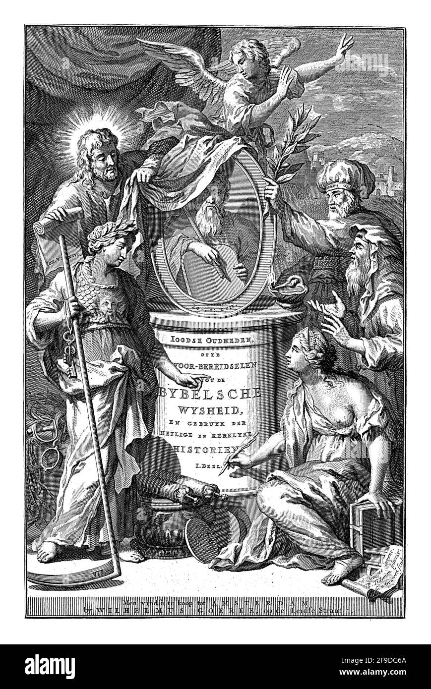 Al centro un piedistallo con il ritratto di Mosè in una cornice ovale. Sul piedistallo il titolo del libro. Foto Stock