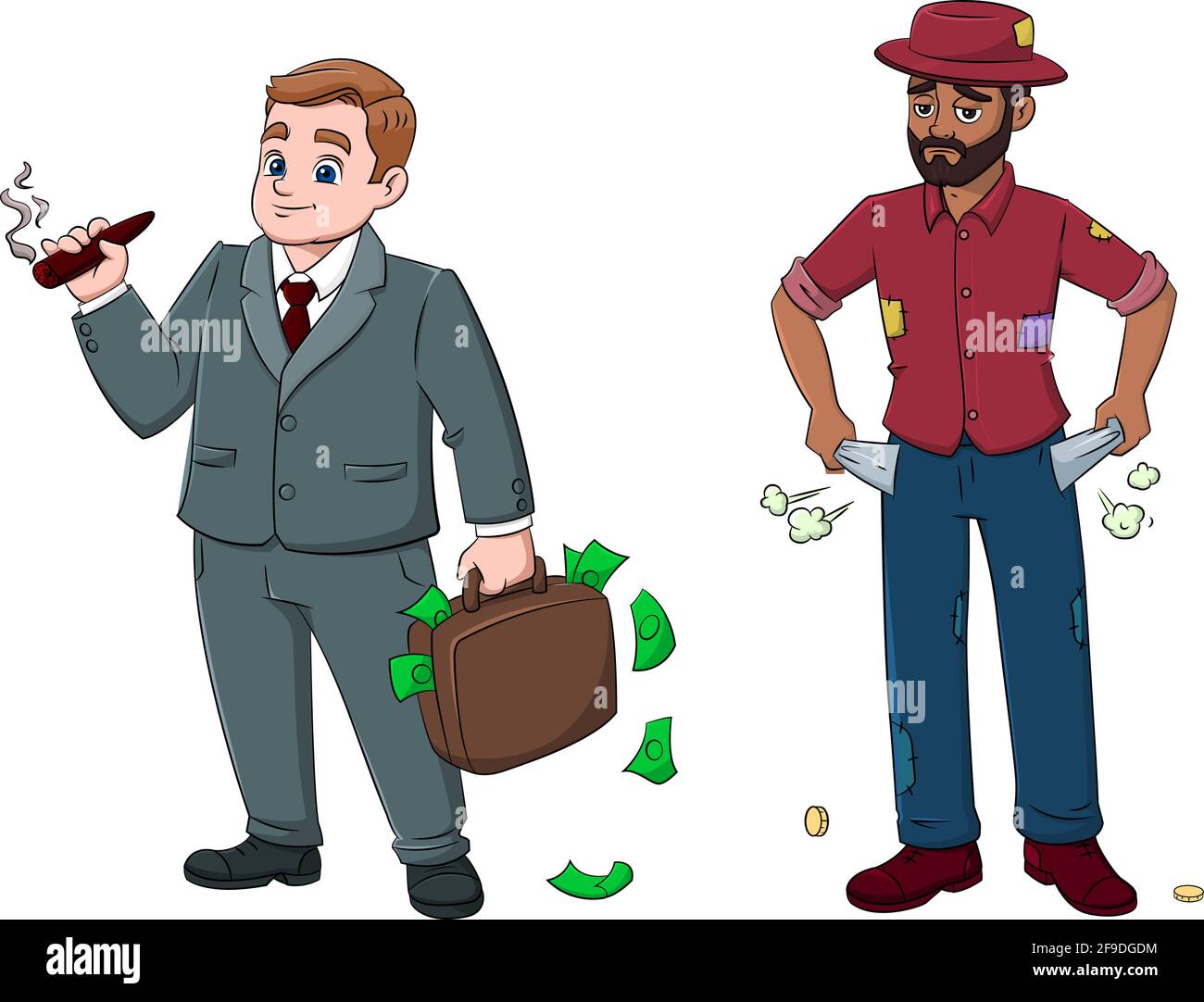 cartoon vettore illustrazione di uomini-ricchi e poveri Illustrazione Vettoriale