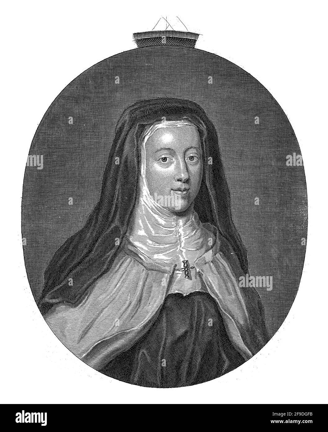 Ritratto in cornice ovale di Louise Francoise de la Baume le Blanc de la Valliere, dopo che si unì all'Ordine dei Carmelitani e adottò il nome Louise d Foto Stock