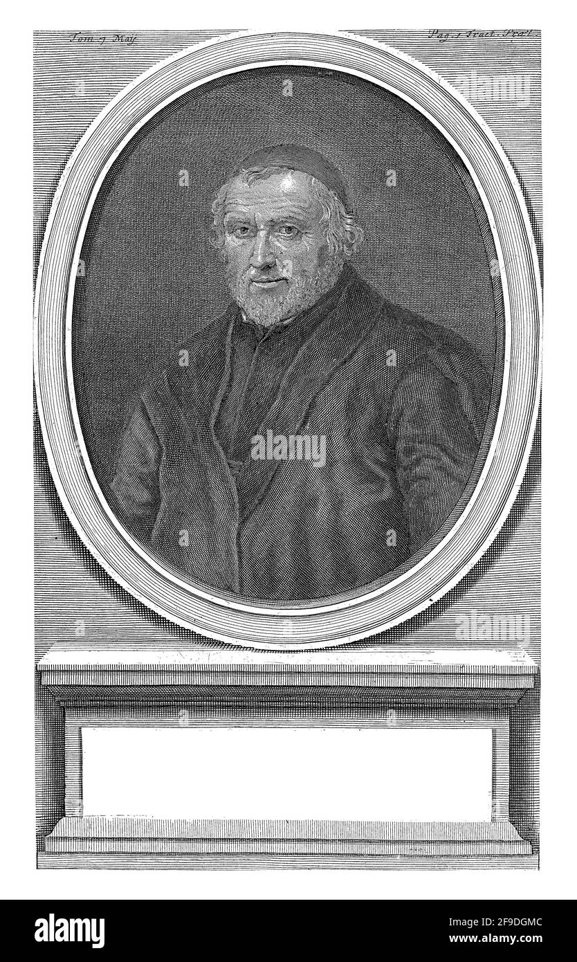 Ritratto in cornice ovale di Godfried Henschen (Godefridus Henschenius), gesuita e co-fondatore dei Bollandisti. Foto Stock