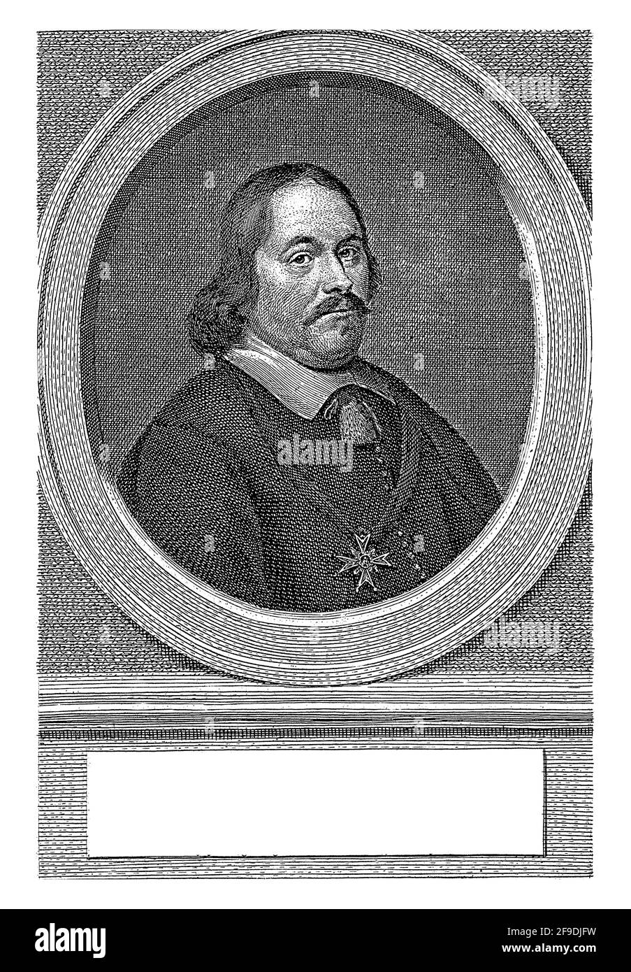 Ritratto di Cornelis Lampsins in un ovale con il segno dell'Ordine di San Michele intorno al collo. Il ritratto poggia su una base che porta il suo nome Foto Stock