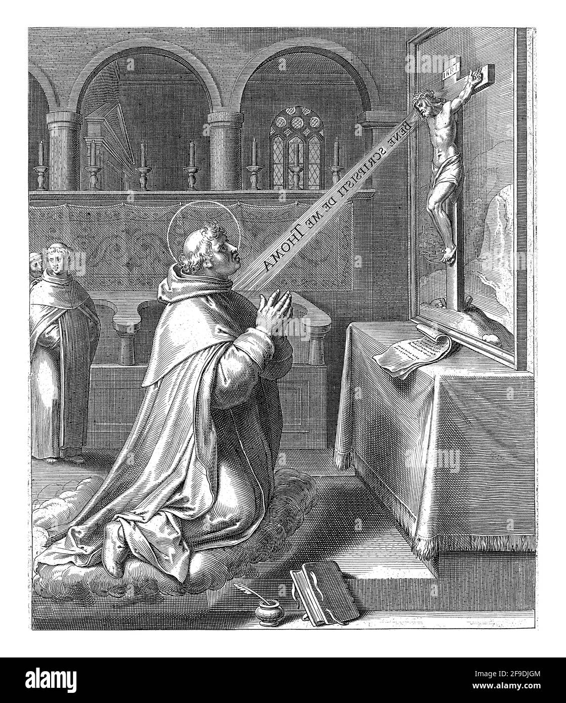 San Tommaso d'Aquino chiede a Cristo un segno che egli ha scritto la verità su di lui in uno di le sue opere Foto Stock