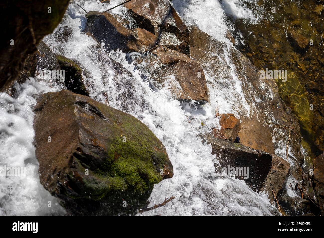 piccola cascata ruvida sul ramo di un'insenatura più grande Foto Stock