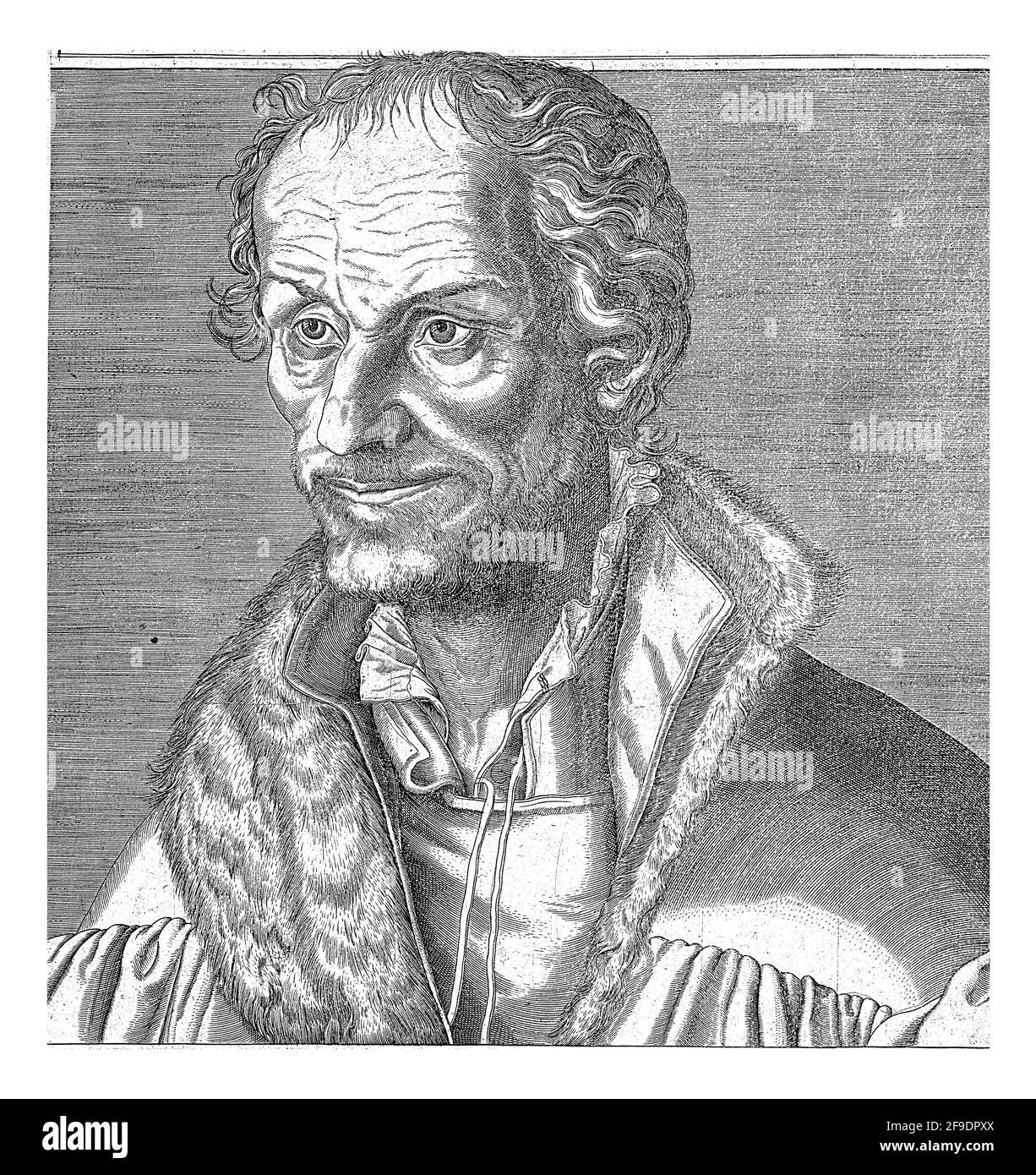 Ritratto del riformatore Philipp Melanchton. Nella cornice sottostante il suo ritratto, una poesia di quattordici righe, in due colonne, in olandese. Foto Stock