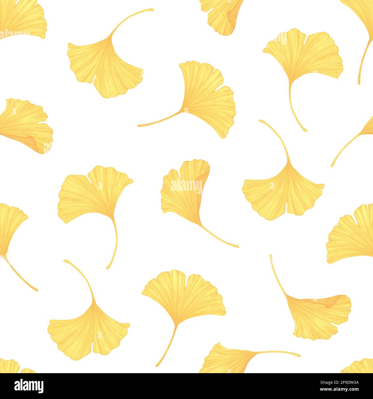 Modello senza cuciture con foglie di Ginkgo Biloba. Natura sfondo. Foto Stock
