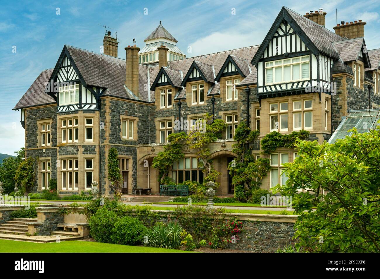 Bodnant Hall, Conwy, Galles Foto Stock