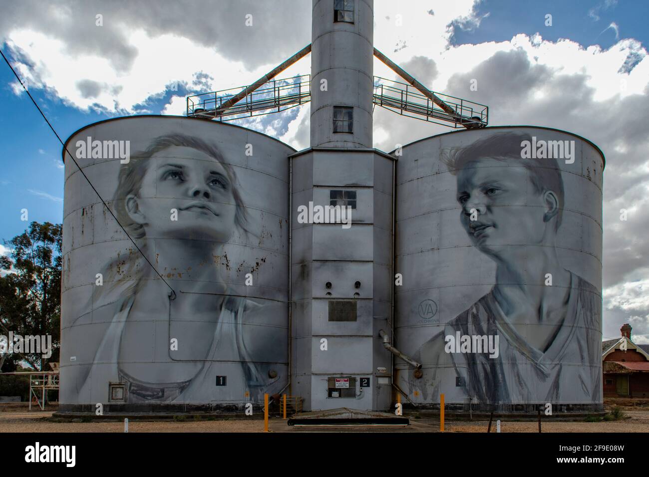 ''gente locale'' Silo Art, Rupanyup, Victoria, Australia Foto Stock
